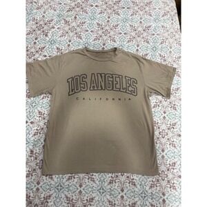 Los Angeles California Graphic T-Shirt Tan Brown Mens Medium Short Sleeve Tee